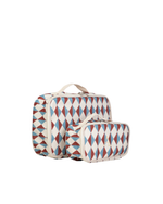 Kit Necessaire Maletinha | Losango Azul Claro E Terra