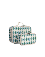 Kit Necessaire Maletinha | Losango 2 Cores Azul Claro e Verde Escuro