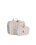 Kit Necessaire Maletinha | Listrado Azul Claro e Vermelho