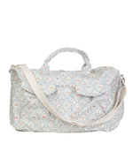 Mala Com Bolsos | Losango Azul Claro E Florzinhas