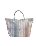 Bolsa Baú | Listrado Azul Claro e Vermelho