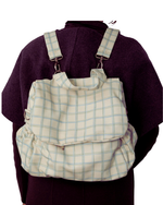 Bolsa Baby Passeio | Collab Tom - Xadrez 3 Cores Azul E Verde