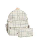 Mochila Kids + Estojo | Collab Tom - Xadrez 3 Cores Azul E Verde