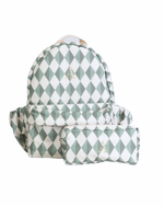 Mochila Kids + Estojo | Losango Verde Escuro E Verde Menta
