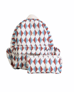 Mochila Kids + Estojo | Losango Azul Claro E Terra