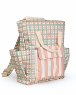 Mochila Adulto | Xadrez 2 Cores Verde Menta E Rose + Listrado Rose