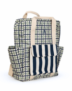 Mochila Adulto | Xadrez 2 Cores Verde Menta E Azul Marinho + Listrado Azul Marinho