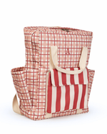 Mochila Adulto | Xadrez 2 Cores Rose E Vermelho + Listrado Vermelho