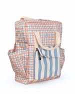 Mochila Adulto | Xadrez 2 Cores Rose E Azul Claro + Listrado Azul Claro