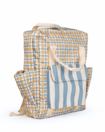 Mochila Adulto | Xadrez 2 Cores Amarelo E Azul Claro + Listrado Azul Claro