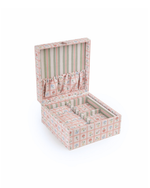 Porta Jóias M | Coleção 10 Anos | Floral Vichy Botânico + Listrado 2 Cores Verde Menta E Rose