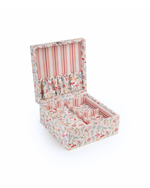 Porta Jóias M | Coleção 10 Anos | Floral Botanico + Listrado 2 Cores Rose E Vermelho