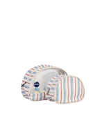 Kit Necessaire Meia Lua | Listrado Azul Claro E Vermelho
