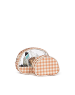 Kit Necessaire Meia Lua | Xadrez Terracota