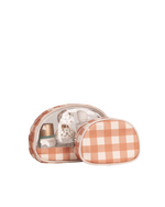 Kit Necessaire Meia Lua | Xadrez Terracota