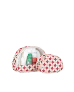 Kit Necessaire Meia Lua | Mini Losango Vinho E Rose