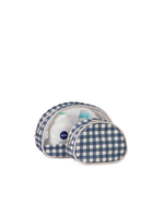 Kit Necessaire Meia Lua | Xadrez Azul Marinho