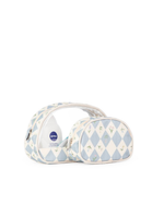 Kit Necessaire Meia Lua | Losango Azul Claro