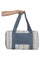Mala Oval | Listrado Floral + Cinza Blue