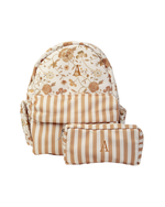 Mochila Kids + Estojo | Floral Jardim Kraft + Listrado Kraft
