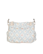 Lancheira Térmica Com Bolsos | Losango Azul Claro E Florzinhas