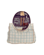 Lancheira Térmica Com Bolsos | Collab Tom - Xadrez 3 Cores Azul E Verde
