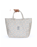 Bolsa Baú | Losango Azul Claro E Florzinhas