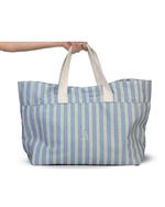 Bolsa Sacola | Listrado 2 Cores Azul Claro e Verde Escuro