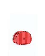 Necessaire Meia Lua | Collab Mobiletti - Listrado Rosa E Vermelho + Listrado Verde E Vinho