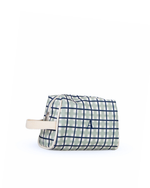 Necessaire Pequena | Xadrez 2 Cores Verde Menta E Azul Marinho