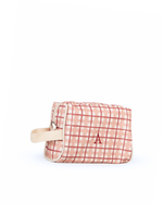 Necessaire Pequena | Xadrez 2 Cores Rose E Vermelho