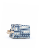 Necessaire Pequena | Xadrez 2 Cores Azul Claro E Azul Marinho