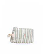 Necessaire Pequena | Listrado 2 Cores Verde Menta E Rose