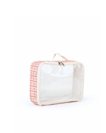 Organizador De Mala | Xadrez 2 Cores Rose E Vermelho