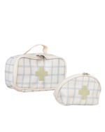 Necessaire Remédios | Collab Tom - Xadrez 3 Cores Azul E Verde