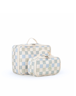 Kit Necessaire Maletinha |  Collab Tom - Quadriculado Azul E Verde