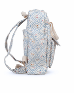Mochila Adulto | Losango Azul Claro E Florzinhas