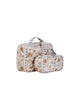 Kit Necessaire Maletinha | Floral Jardim Kraft + Listrado Azul Claro