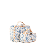 Kit Necessaire Maletinha | Floral Jardim Azul Claro + Listrado Kraft