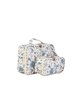 Kit Necessaire Maletinha | Floral Jardim Azul Claro + Listrado Azul Claro