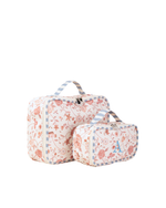 Kit Necessaire Maletinha | Floral Jardim Rose + Listrado Azul Claro
