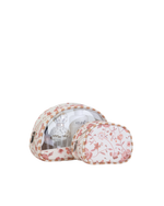 Kit Necessaire Meia Lua | Floral Jardim Rose + Listrado Kraft