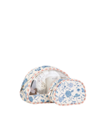 Kit Necessaire Meia Lua | Floral Jardim Azul Claro + Listrado Rose