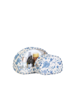 Kit Necessaire Meia Lua | Floral Jardim Azul Claro + Listrado Azul Claro