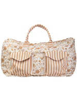 Mala Com Bolsos | Floral Jardim Kraft + Listrado Kraft