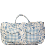 Mala Com Bolsos | Floral Jardim Azul Claro + Xadrez Azul Claro