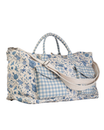 Mala Com Bolsos | Floral Jardim Azul Claro + Xadrez Azul Claro