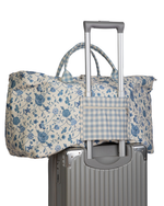 Mala Com Bolsos | Floral Jardim Azul Claro + Xadrez Azul Claro