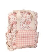 Mochila Adulto | Floral Jardim Rose + Xadrez Rose