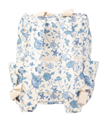 Mochila Adulto | Floral Jardim Azul Claro + Xadrez Azul Claro